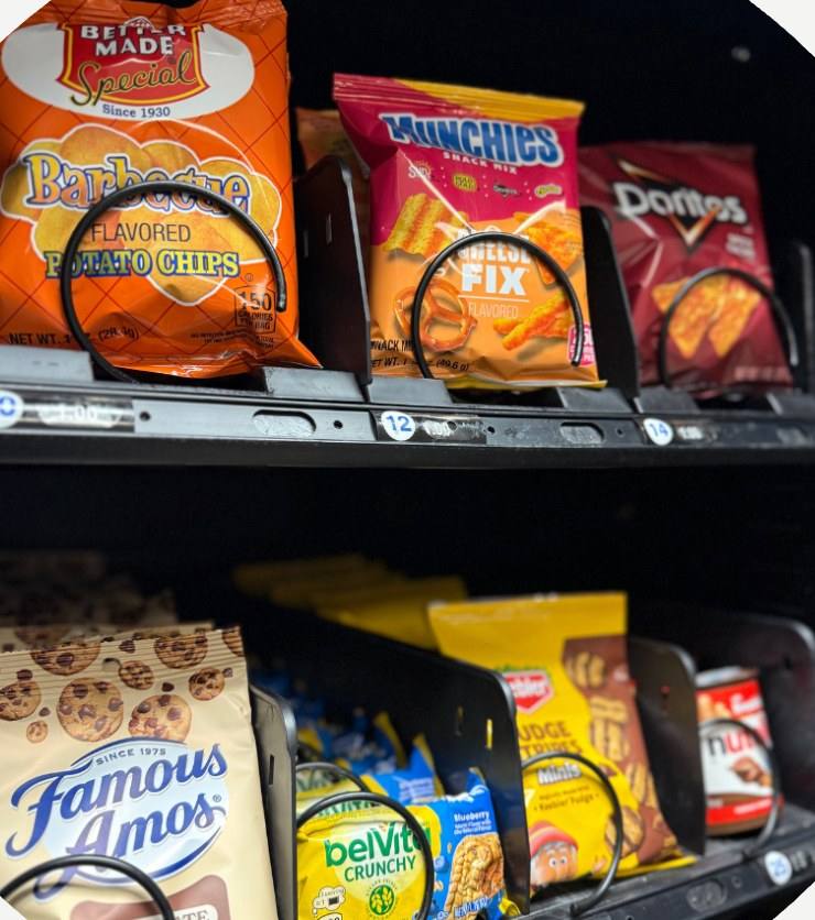 Stocked snack shelf